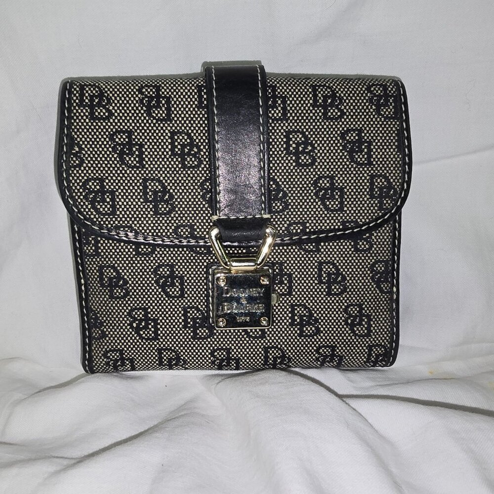 Dooney & Bourke Canvas and Leather Logo Wallet - Black